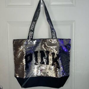 PINK Victoria’s Secret new NWOT  bling sequins zipper tote